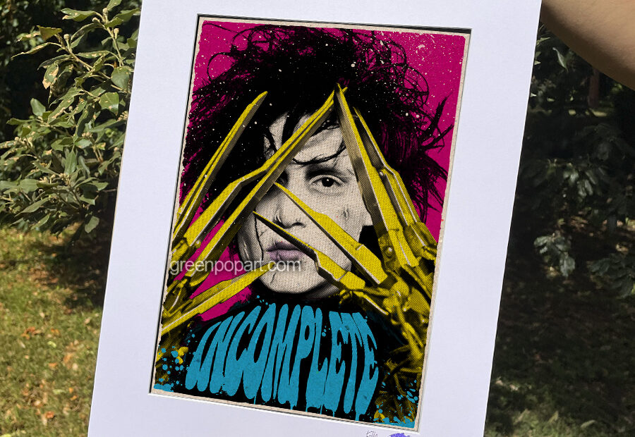 Pop-Art Print, Poster Cult Movie 90s Edward Scissorhands, Johnny Depp, I'm Incomplete