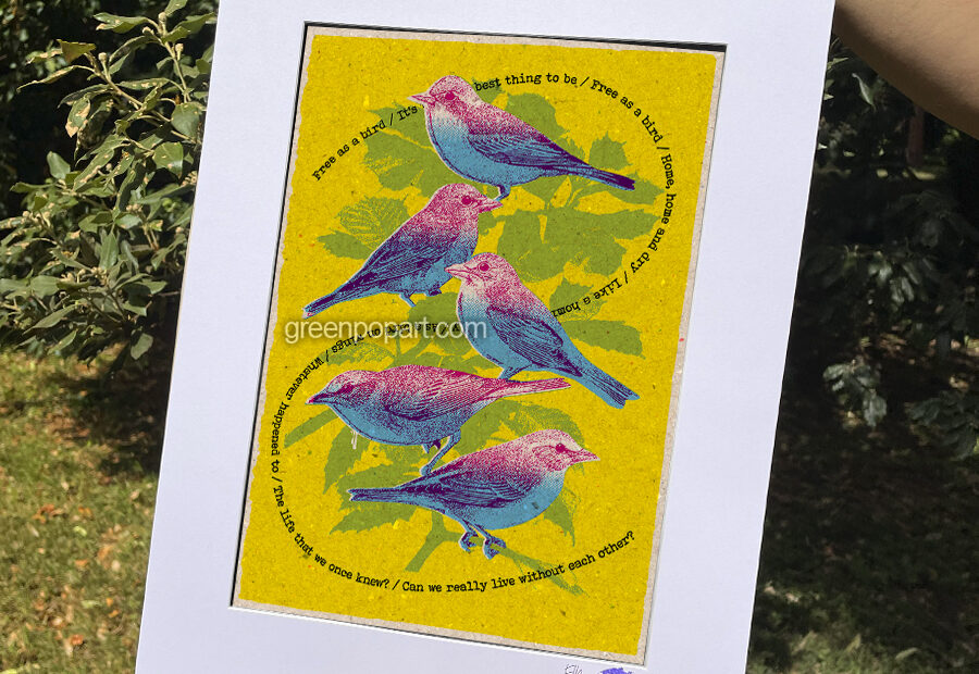 Pop-Art Print, Poster Abstract image with Lyrics from Beatles Free as a Bird