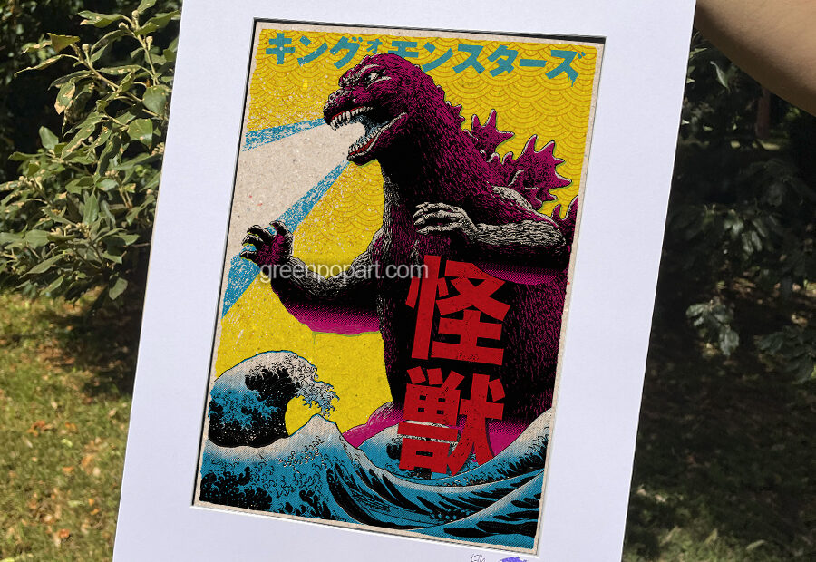 Pop-Art Print, Poster Cult Movie, Kaiju Monster, Godzilla, Japanese