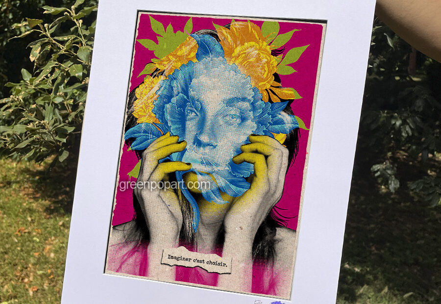 Pop-Art Print, Poster Abstract, Aesthetic, Woman with Flowers