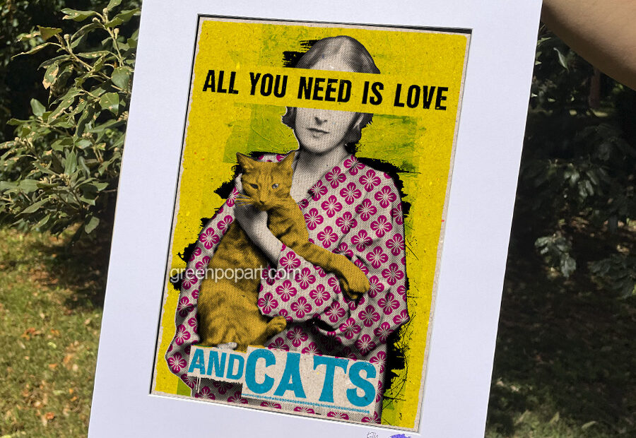 Pop-Art Print, Poster Motivational Humor All You Need is Love and Cats