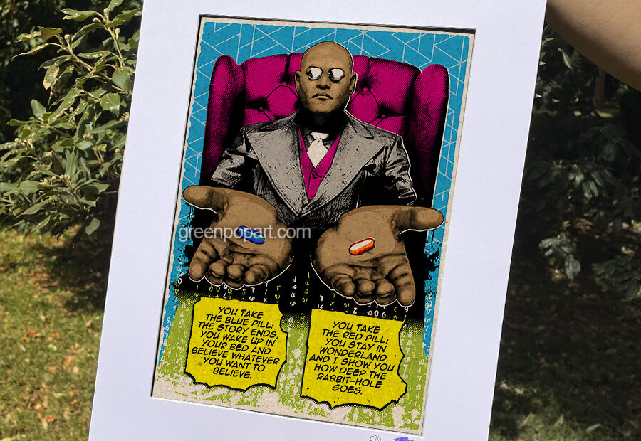 Pop-Art Print, Poster Cult Movie Morpheus from Matrix 90s Sci-Fi