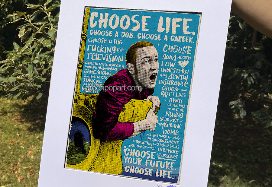 Pop-Art Print, Poster Cult Movie Trainspotting Choose life, choose future 90s