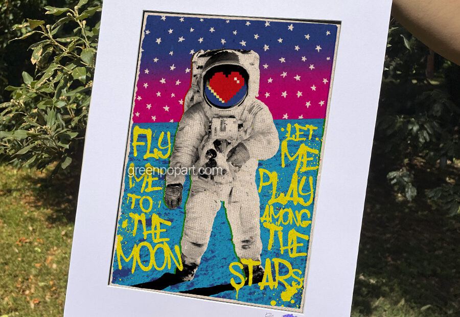 Pop-Art Print, Poster Abstract Astronaut Aesthetic Fly Me To The Moon