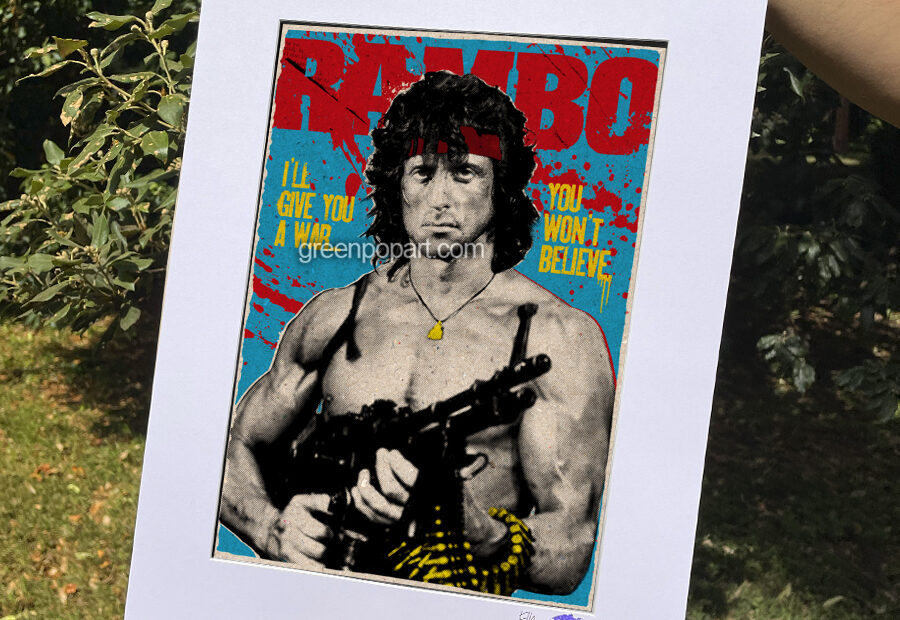 Pop-Art Print, Poster Cult Movie Rambo, 80s, Action, Sylvester Stallone