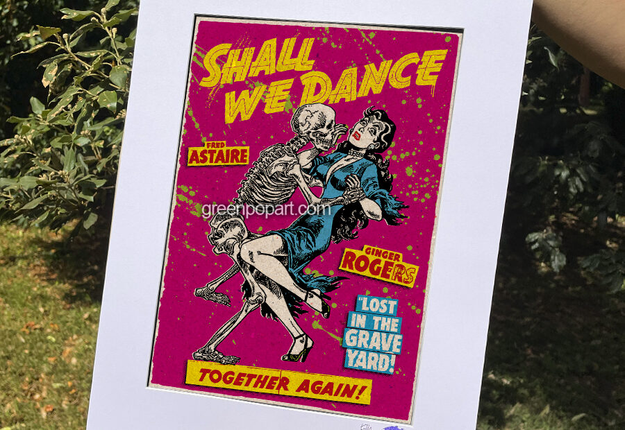 Pop-Art Print, Poster Shall We Dance, Humor, Horror, 50s Comics, Skeleton, Skull