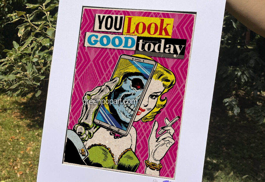 Pop-Art Print, Poster, You Look Good Today. Humor, Horror, 50s Comics, Skeleton, Skull, Zombie Woman