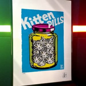 kitten pills, limited edition pop-art print by Stefano DM, art poster, order online, shipping worldwide.