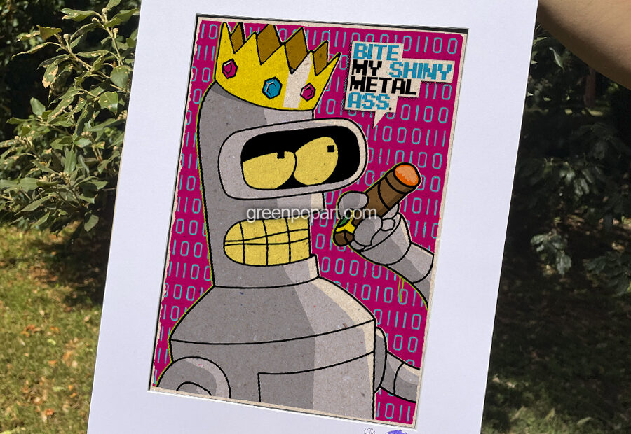 Bender Pop-Art Print, Poster Cult Sci-Fi Comedy, Tv Series, Futurama, Matt Groening