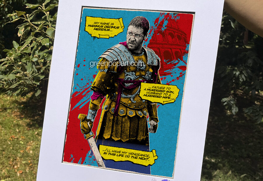 Pop-Art Print, Poster Cult Movie Maximus Decimus from The Gladiator, Russell Crowe, Ridley Scott, 2000