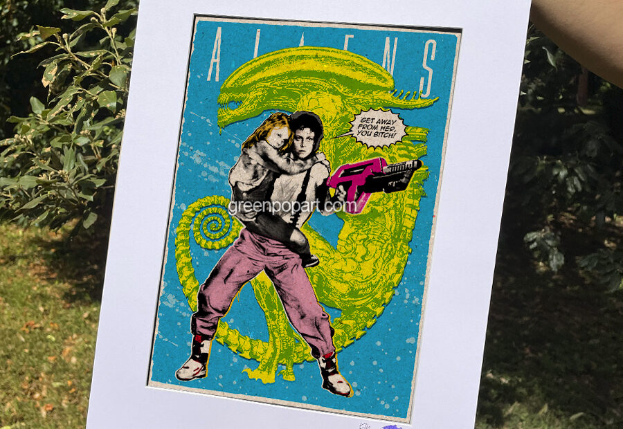 Pop-Art Print, Poster Cult Movie Ellen Ripley from Aliens, 80s Horror, Sci-Fi, Sigourney Weaver, James Cameron