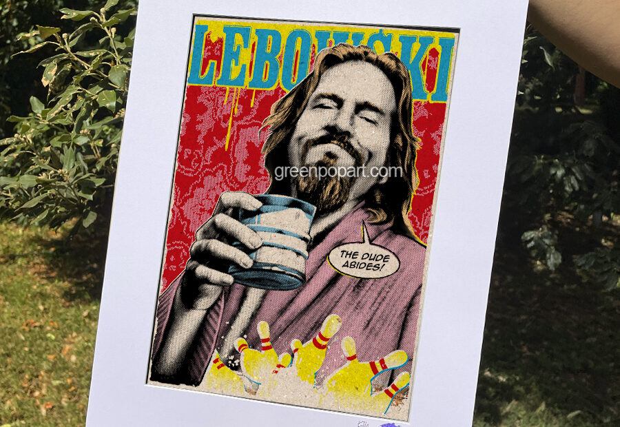 Pop-Art Print, Poster Cult Movie The Dude from The Big Lebowski, 90s Comedy, Jeff Bridges, Drugo