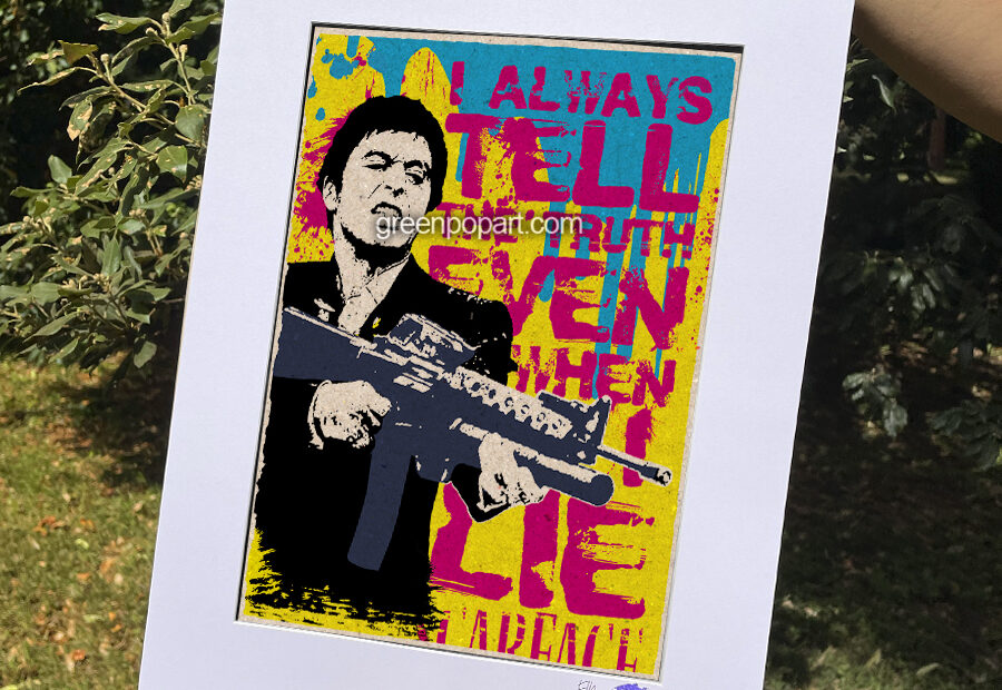 Pop-Art Print, Poster Cult Movie Tony Montana from Scarface, 80s Action, Al Pacino, De Palma