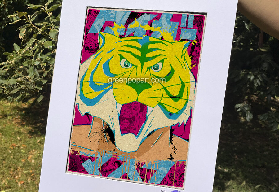 Tiger Mask, Uomo Tigre Pop-Art Print, Poster Cult Anime, Manga, 70s, 80s, Ikki Kajiwara