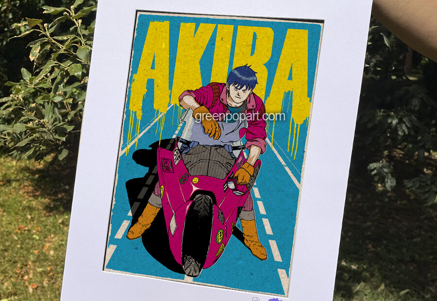 Kaneda bike from Akira Pop-Art Print, Poster Cult Anme, Manga, 80s