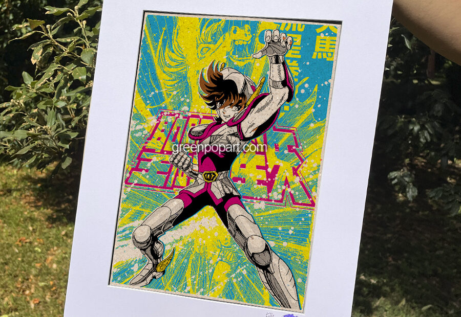 Pegasus from Saint Seiya Pop-Art Print, Poster Cult Anime, Manga, 80s, 90s, Cavalieri dello Zodiaco