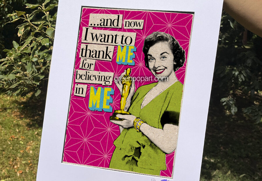 Pop-Art Print, Poster Motivational Self Esteem Thank me, Love Yourself, Oscar, Prize