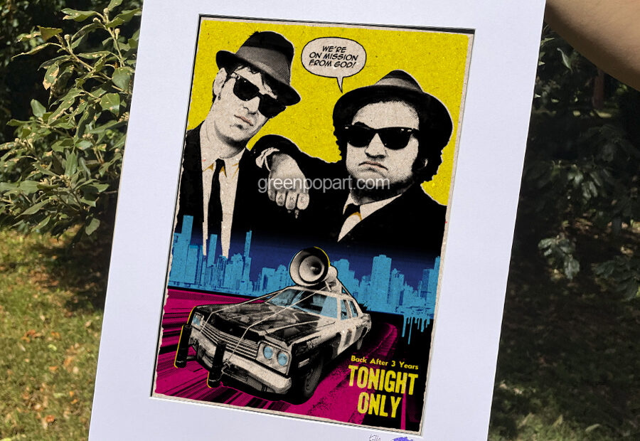 Pop-Art Print, Poster Cult Movie The Blues Brothers, 80s, Dan Aykroyd, John Belushi