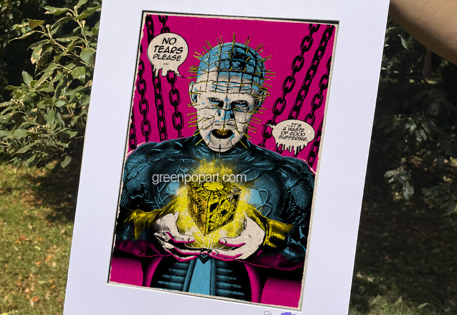 Pop-Art Print, Poster Cult Movie Pinhead from Hellraiser, 80s, Horror, Clive Barker, Cenobites, Lament Configuration