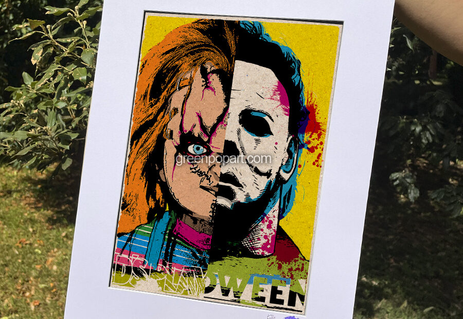 Pop-Art Print, Poster Cult Movie, Chucky from Child's Play and Michael Myers from Halloween, 90s, 80s, Horror, Slasher, John Carpenter