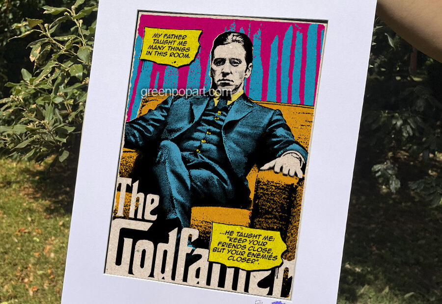 Pop-Art Print, Poster Cult Movie, Michael Corleone the Godfather Part 2, 80s, Al Pacino, Marlon Brando, Il Padrino, Don Vito Corleone