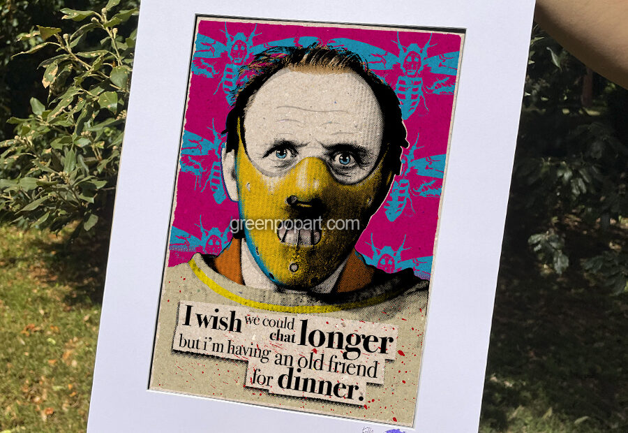 Pop-Art Print, Poster Cult Movie, Hannibal Lecter from Silence of the Lambs, 90s, Horror, Serial Killer, Anthony Hopkins