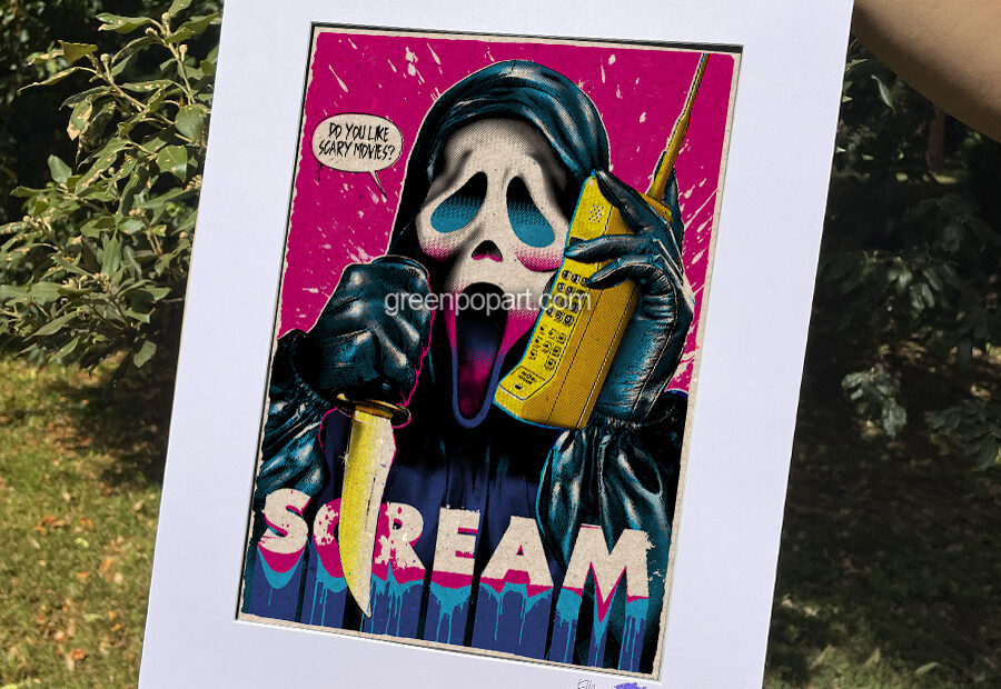 Pop-Art Print, Poster Cult Movie, Scream, 90s, Wes Craven, Horror, Ghostface, Slasher