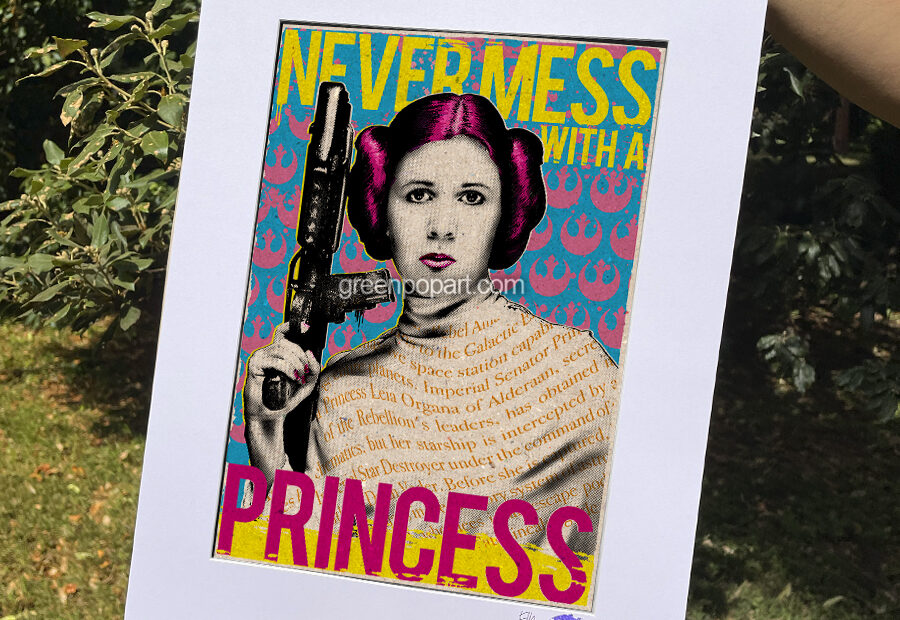 Pop-Art Print, Poster Cult Movie, Princess Leia, Never Mess With a Princess!, 80s, Carrie Fisher, Star Wars, Sci-Fi, Feminist, Feminism