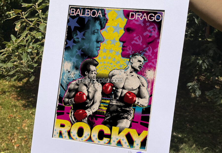 Pop-Art Print, Poster Cult Movie, Rocky IV, 80s, Boxe, Sylvester Stallone, Apollo Creed, Ivan Drago