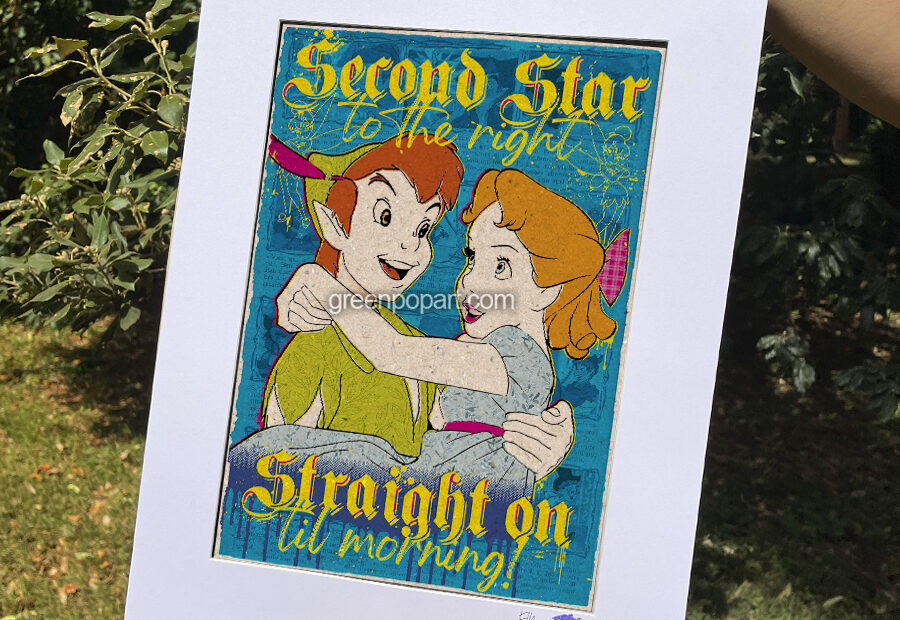 Pop-Art Print, Poster Cult Movie, Peter Pan and Wendy, 50s, Fantasy, Love, Animatiion, Thinkerbell, Hook