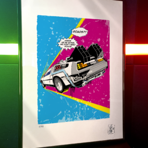 DeLorean from Back to the Future, limited edition pop-art print by Stefano DM, art poster, order online, shipping worldwide.