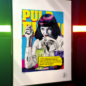 Mia Wallace from Pulp Fiction, limited edition pop-art print by Stefano DM, art poster, order online, shipping worldwide.