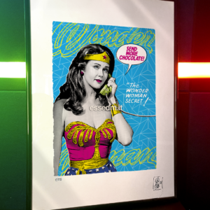 Wonder Woman send more chocolate, limited edition pop-art print by Stefano DM, art poster, order online, shipping worldwide.